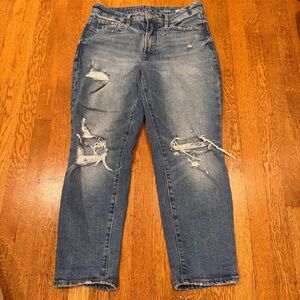 Old Navy High Rise O.G. Straight Distressed Jeans Sz 8 petite